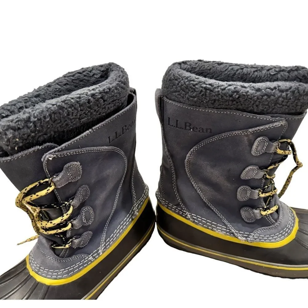 L.L. Bean Kids Gray Lace Up Fleece Lined Winter Snow Boots. Big Kids 6.